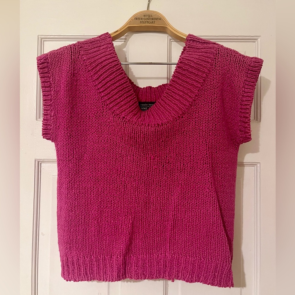 JEANNE PIERRE Pink V-Neck Sweater Relaxed Fit
